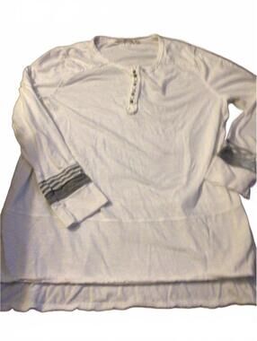 Soft Surroundings  White Henley with Geometric metal buttons Size XL